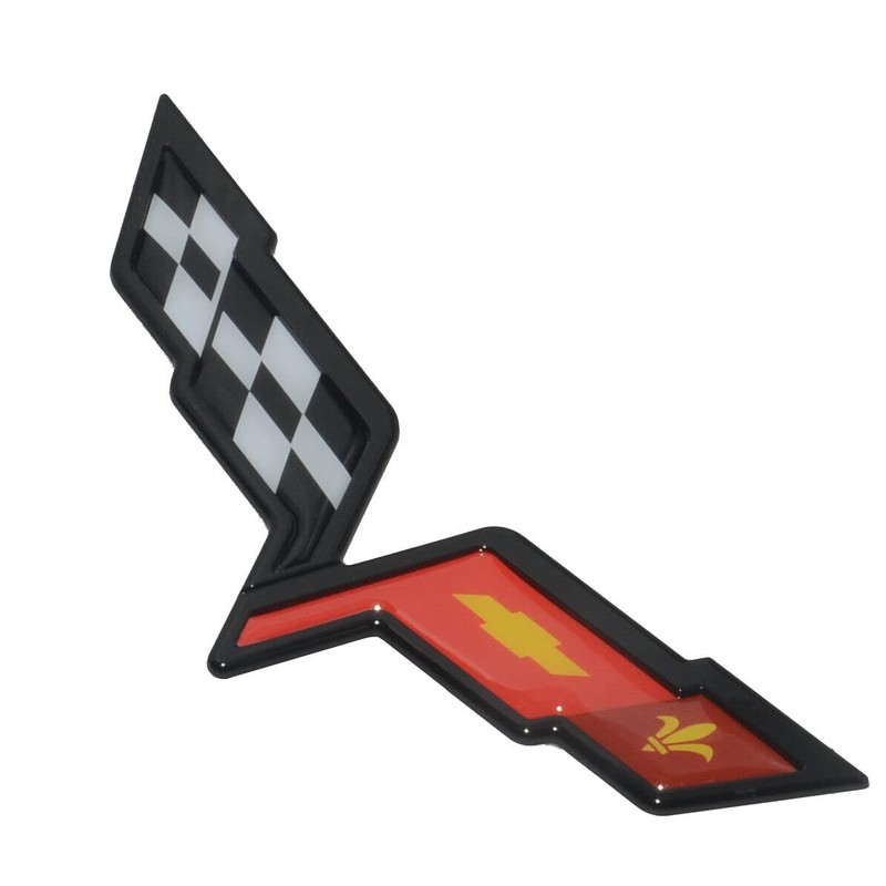 2Pcs C6 Corvette Emblem 2005-2013 Front Hood Rear Crossed Flags