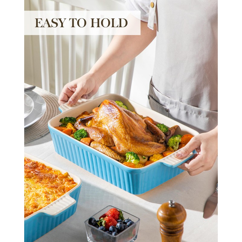MALACASA 4.4 QT Baking Dish, 9x13 Large Casserole Dish for