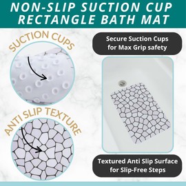 ENKOSI Bath Mat for Tub and Shower Floors - Non Slip Shower Mat – Anti Slip Bathtub Mat with Strong Suction Cup Grip – Soft, Pebble Print Bathroom Mat for Inside Bath and Showers (28x16 Pebble)