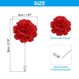 PATIKIL Flower Boutonnieres Pin, Lapel Pin for Men Camellia Flower for Suit Wedding Graduation Anniversary Brooch Outfit Accessories, Red