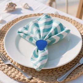 Davifina - Servilleteros náuticos de océano azul, juego de 16 servilleteros con langosta de tortuga, caballito de mar, para playa, boda, fiesta, servilleteros de pulpo para baby shower, día festivo