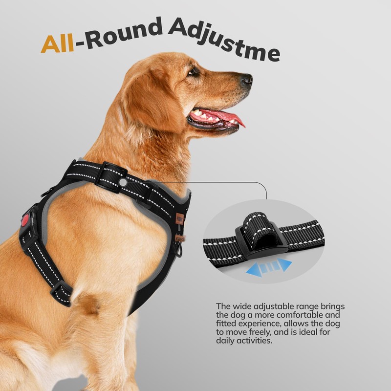 FAYOGOO Dog Harness Medium, No Pull Vest Harness with 2