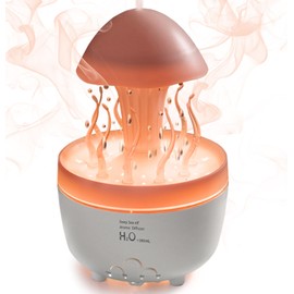 Cool Rain Humidifiers for Bedroom Kids, Jellyfish Seagrass Dancing Rain Humidifier Water Drip with Rain Sounds, Cute Desk Rotating Rainfall Aroma Diffuser Mushroom Cloud Umbrella Raindrop Humidifier