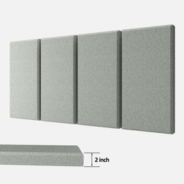 Duzzy 4Pcs Acoustic Panels, Self-adhesive Soundproof Wall Panels, Acoustic Panels Sound Absorbing for Office, Recording Studio, Home Theater, Piano Room (Dark Gray)