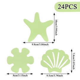 Fssqii 24pcs Luminous Anti Slip Shower Stickers for Bathroom Tub Stairs Floor Laundry Shell Starfish Flower Non Slip Safety Waterproof Anti Skid Strip Tape Decals for Kid Baby (Luminous-Mixture)