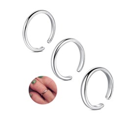 Longita Silver Toe Rings for Women Silver Toe Ring Non Tarnish Waterproof Adjustable Womens Toe Rings Big Toe Jewelry Simple 3pcs