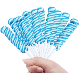 Light Blue Twisty Lollipops - 24 Unicorn Suckers Individually Wrapped Bulk - Baby Shower Candy - Gender Reveal - Candy Buffet - Boy Birthday Party Favors