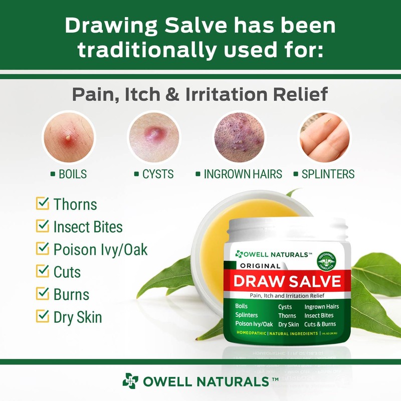 OWELL NATURALS Drawing Salve Ointment 1oz, ingrown Hair, Boil, Splinter