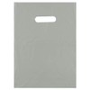12x15 Silver Die Cut Handle Plastic Shopping Bags 100/cs