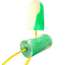 BioSoft Mega Bullet Bio-Based Corded Foam Ear Plugs 100-Pair, NRR 32, Green/White, Tapered (BSF-30)
