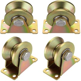 V-groove steel swivel pulley, pulley for ropes, V-groove roller wheel, heavy duty castors, pulley pulley, pulley steel cable, pulley pulley pulley for pulley system, roller gates, inverted, pack of 4