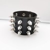 Seaberila Unisex Black Metal Spike Studded Cuff Bracelet Punk Rock
