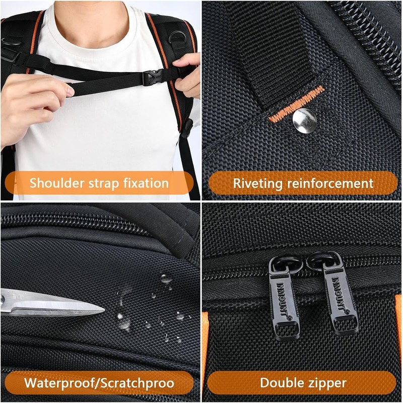 Backpack Tool Bag - Heavy Duty Tool Backpack for Men,