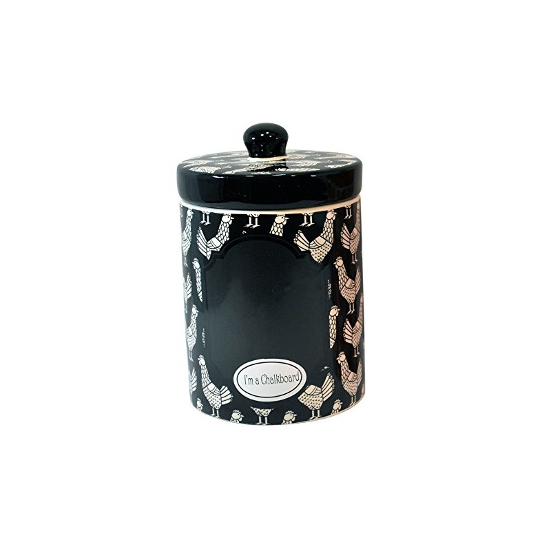 Dolomite Rooster Kitchen Storage Chalkboard Canisters (Black)