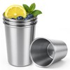 Cafezi 16 oz Stainless Steel Cups 4 Pack, Stackable Metal
