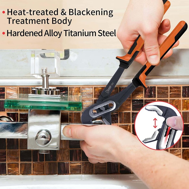 Sharp-tec Plumbers Wrench Set, 2-Piece Tongue-and-Groove Pliers, Quick Adjustable Wrench