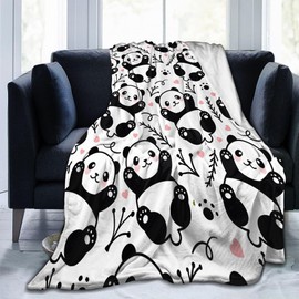 Panda Blanket Pandas Throw Blanket for Girls Women Cute Pandas Gifts Soft Cozy Flannel Panda Blankets for Panda Lovers Black and White Panda Stuffed Decor 50"x 60"