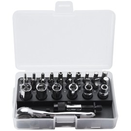 SPEEDWOX Right Angle Screwdriver, 28 Pieces, 1/4 Inch Mini Ratchet Set of 72 Teeth, Small Ratchet Wrench, 28 Pieces, Right Angle Screwdriver and Bit with Metric Plug