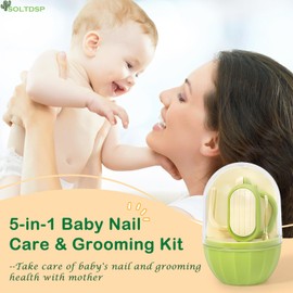 Soltdsp 5-in-1 Baby Nail Kit with Storage Case, Cactus Theme Design Baby Nail Clippers, Nail Scissors, Nail File, Tweezers & Baby Ear Cleaner, Newborn Baby Essentials Must Haves for Baby Shower