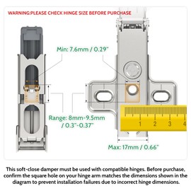 Cabinet Hinge Damper(Pack of 10),Straight Arm Full Overlay Hinge for Doors, Nickel Finish use for Blum 973A0500.01x20 973A