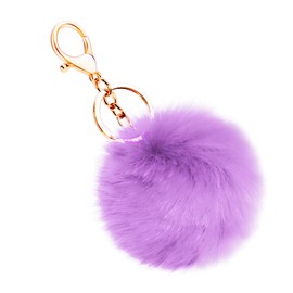 Soleebee Artificial Rabbit Fur Keychain, Fluffy Ball Pom Pom Key Chain, Bag Charm, Backpack Accessories, Car Key Ring for Women/Girls, Light Purple
