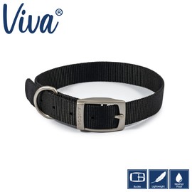Ancol Viva Lightweight Buckle Collar Black , Collar Size 5 to fit 35-43cm , Weather Proof