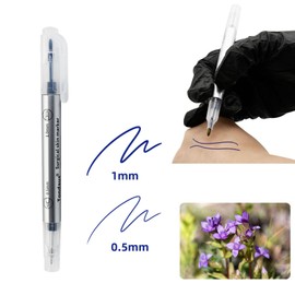 10Pcs Microblading Skin Marker Tattoo Stencil Markers Pen Permanent Makeup Position Mark Surgical Tip Sterile with Paper Ruler for Eyebrow, Lips, Skin (5 Single Head, 5 Double Heads)