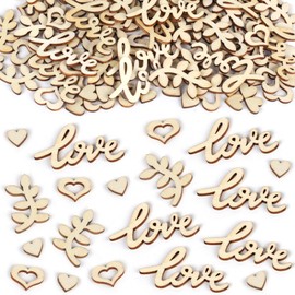 Pack of 100 Wooden Hearts Decoration, Confetti Wedding, Love Heart Wedding Decoration Table, DIY Wooden Table Decoration Wedding for Engagement, Valentine's Day, Birthday (A-Love Confetti Wedding)