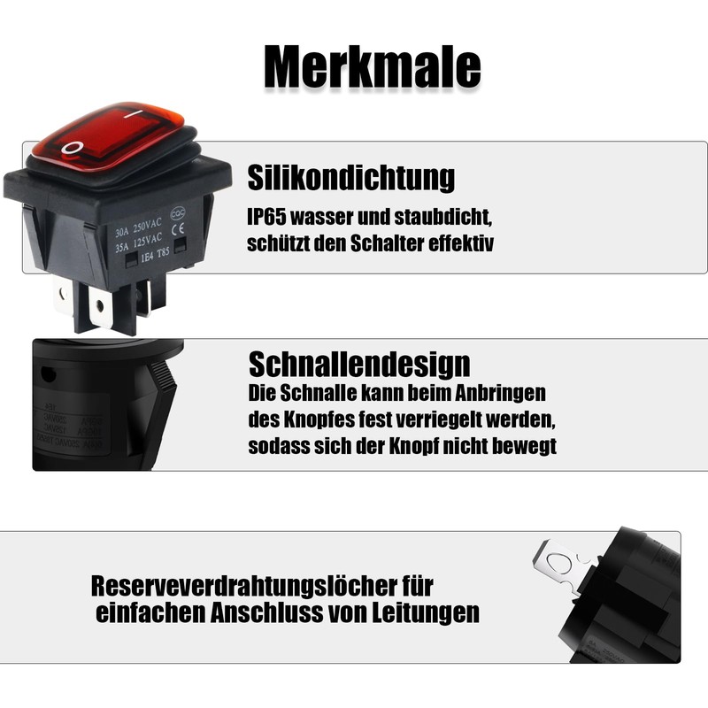 Powice 2 x Glow Switch IP65 Waterproof Type, Ship Type