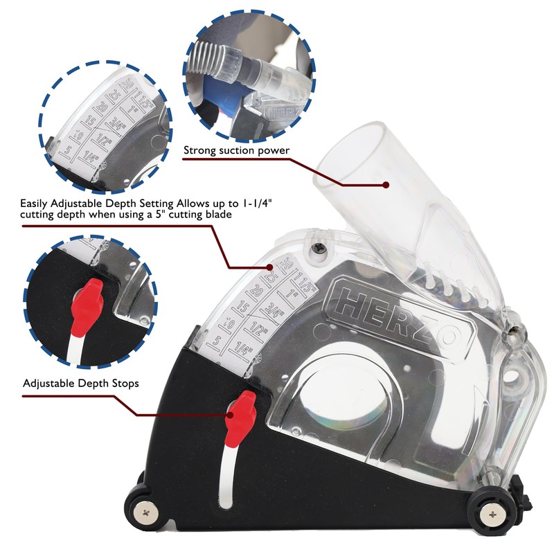 HERZO Dust Shroud Dust Extraction Cutting Guard for 5 inch