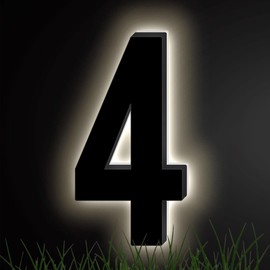 5 Inch Black Backlit House Numbers for Outside (Adapter Not Included) (4)
