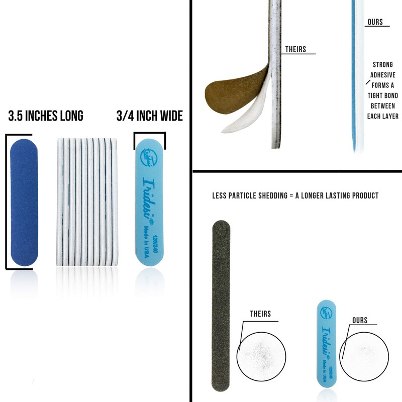Iridesi Professional Mini Blue Finger Nail Files 120/240 Washable Emery