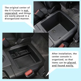 EDBETOS Center Console Organizer Tray Compatible with Toyota FJ Cruiser Accessories 2007-2021 2018 2019 2020 Interior Secondary Armrest Storage Box Insert Tray,Black