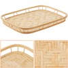 Geytetqi 4 Pack Rectangular Bamboo Wicker Woven Tray with Handle,