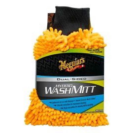 Meguiars Guante Lavado Microfibra Manopla Hybrid Wash Mitt Naranja