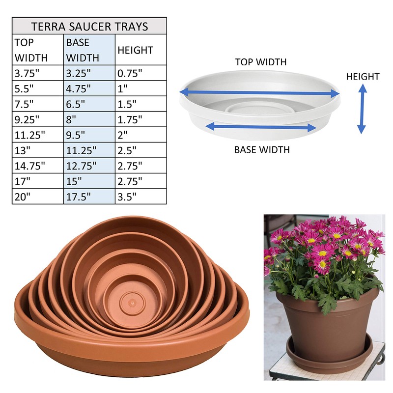 Bloem Terra Plant Saucer Tray for Planters 9-12" Chocolate Brown