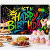 16th Birthday Banner Polyester Graffiti Backdrop Decor 71"x43