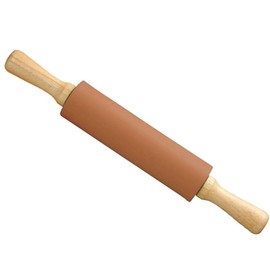 Silicone Rolling Pin, 11.4 Inch Orange Rolling Pin with Wooden Handle for Kneading the Dough of Cookie, Baking Bread, Pizza and Noodles (orange, 11.4 inch)