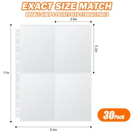 240 Pockets 3.5x5 in Seed Organizer Sleeves, 30 Pack Double-Sided 4-Pocket Seed Storage Pages, Heavy Duty Clear Top Loading for 3 Ring Binder, Perfect for Garden Seeds, Index Cards and Photos