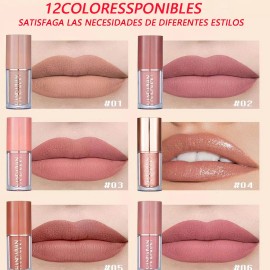 12 Colores Labiales Mate Larga Duracion Pintalabio Regalo