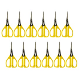 Zenport ZS109B-12PK ZS109B Ergonomic Bent Handle Deluxe Bud Trimming Scissors for Garden, Fruits and Grapes, 6.5-Inch, Box of 12, Yellow