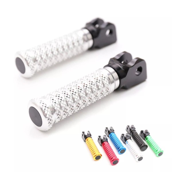 MC Motoparts Silver CNC Rider Front Foot Pegs M-Grip For