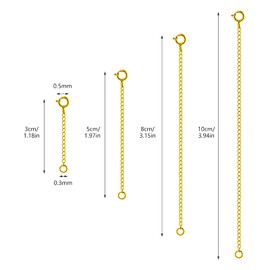 4Pcs 925 Sterling Silver Necklace Extender, Gold Chain Extenders Bracelet Anklet Extension for Women Multiple Necklaces Jewelry (1”, 2”, 3”, 4”)
