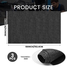 Datanly 3 Pcs 36 x 60 Inch Oil Spill Mat for Driveway Garage Under Car Leaks Absorbent Oil Pad, Black Rubber Mat Garage Floor Protecting with Waterproof Backing, Reusable, Washable, Non Slip