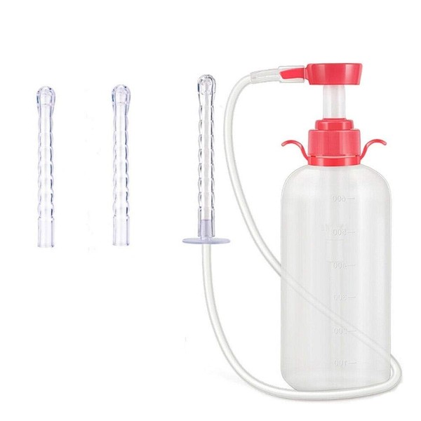Vaginal Douche Cleansing System Female Syringe Cleaner Enema Reusable Rinse Portable Kit with 3 Nozzle 100% Safe Non-Toxic (600 ML)
