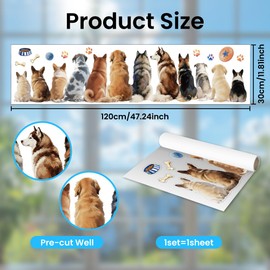 ANATTASOUL Static Window Clings Dog Paw Prints 1 Sheet Reusable Window Decals for Glass, 47.24" x 11.8" Removable Double Sided Window Sticker Opaque for Room Office Home Decoration