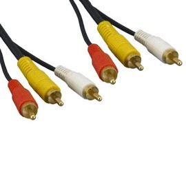 Kentek 6 Feet Ft RCA YRW Yellow Red White Gold Plated Connector Male to Male M/M Cable Cord for Video Audio for PC TV Monitor Entertainment System