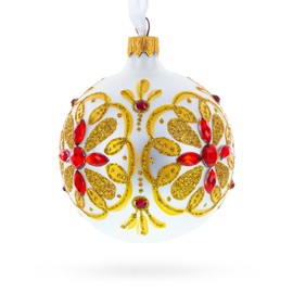 Bejeweled Star Handcrafted Glass Ball Christmas Ornament 3.25 Inches