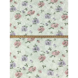 Floral Roses  Painted  Lace Fabric Apparel  Abstract Light Mint  By the Yard