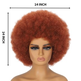 MYCNIMY Auburn Afro Wigs for Black Women Short Curly Afro Kinky Wig 70s Large Bouncy and Soft Natural Looking Full Puff WIgs for Party Cosplay Afro Wig (Auburn)